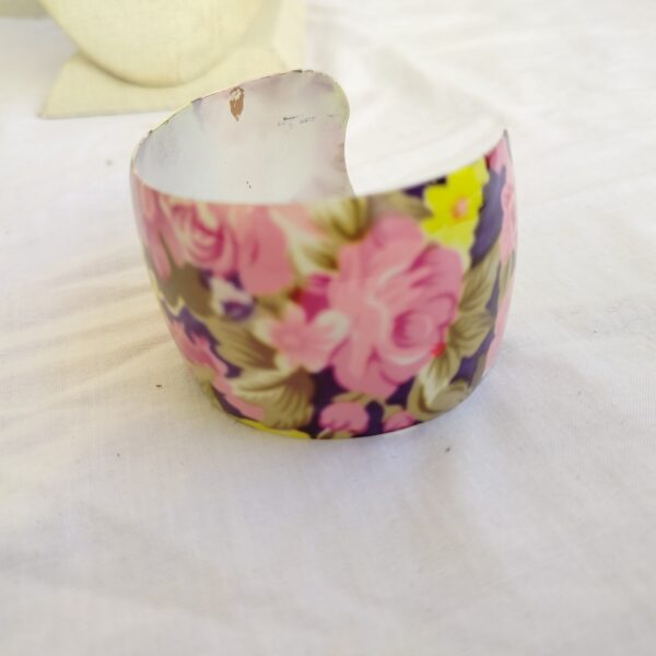 Floral Vintage Wide Cuff Bracelet – Pink Rose Pattern