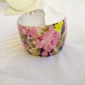 Floral Vintage Wide Cuff Bracelet – Pink Rose Pattern
