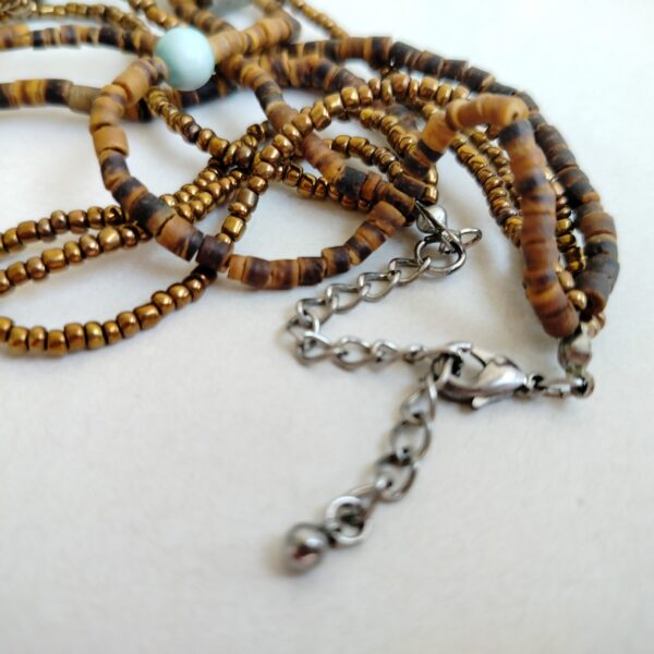 Multi-Strand Beaded Boho Necklace – Earthy Tones , Natural Stones - Image 5