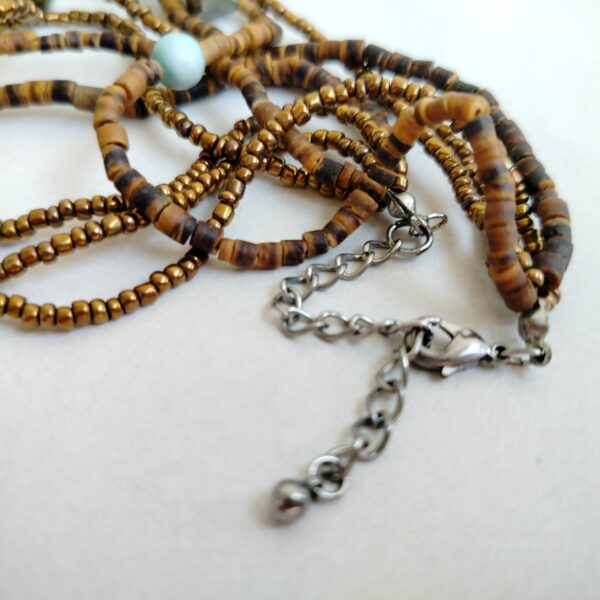 Multi-Strand Beaded Boho Necklace – Earthy Tones , Natural Stones - Image 6