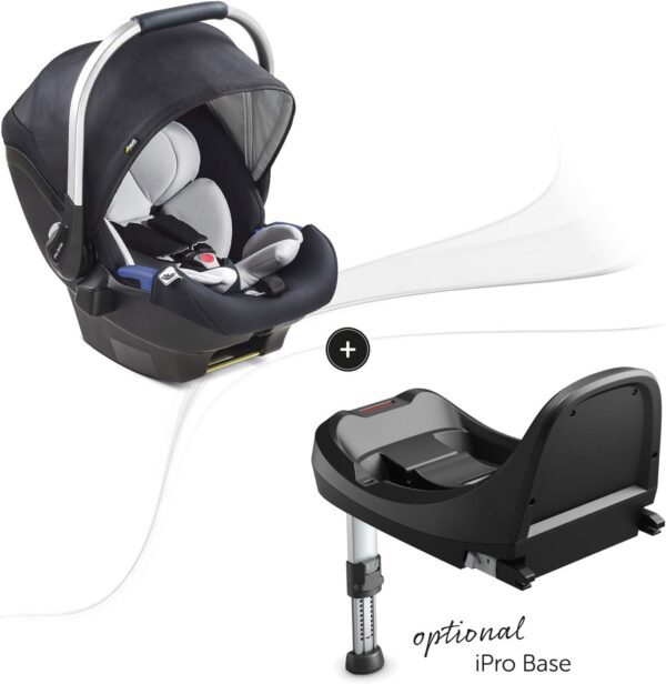 Hauck Ipro Baby I-Size Carrier With Two Piece Newborn Reducer, Evolutive, Lightweight, Compatible Isofix Base, Car Seat For Group 0+ Up To 13 Kg, Black - Image 2