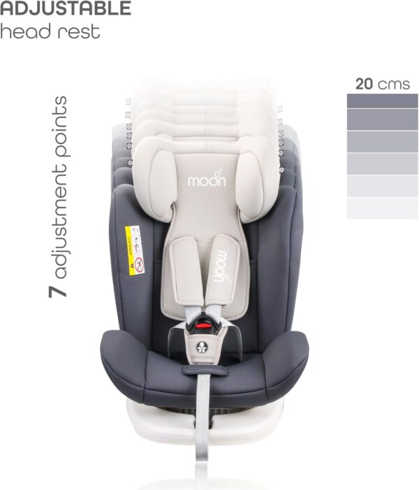 Moon Gyro Baby Car Seat For Child Group 0+/1/2/3 (0-36 Kg/0-12 Year) Isofix+ Top Tether Rotation 360° Grey - Image 3