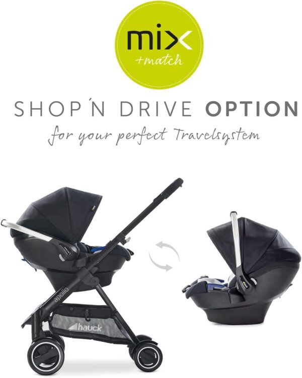 Hauck Ipro Baby I-Size Carrier With Two Piece Newborn Reducer, Evolutive, Lightweight, Compatible Isofix Base, Car Seat For Group 0+ Up To 13 Kg, Black - Image 8