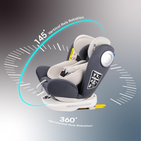 Moon Gyro Baby Car Seat For Child Group 0+/1/2/3 (0-36 Kg/0-12 Year) Isofix+ Top Tether Rotation 360° Grey - Image 4