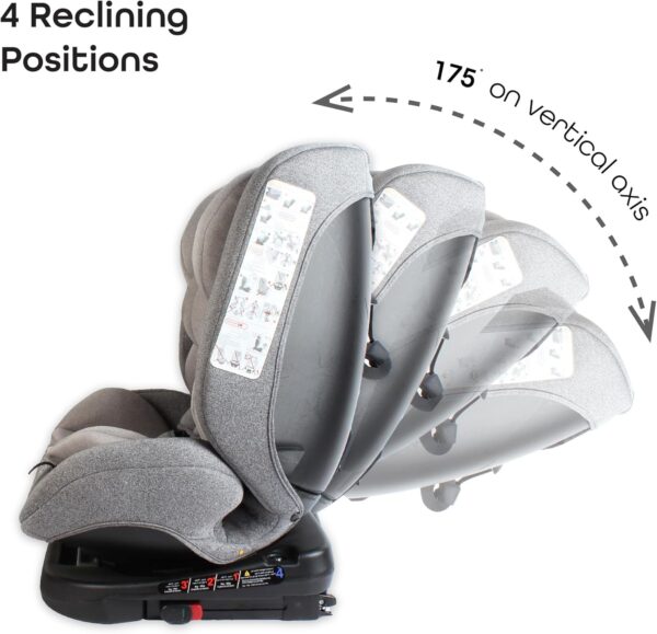 The Moon Brand Rover -Baby/Infant Car seat Group(0+,1,2,3) (0-12 years) 360° Rotate - Grey - Image 3