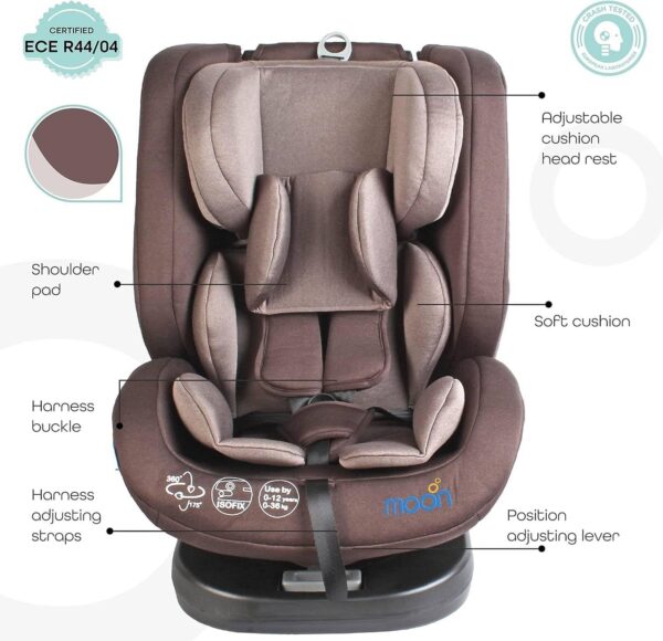 The Moon Brand Rover -Baby/Infant Car seat Group(0+,1,2,3) (0-12 years) 360° Rotate - Brown - Image 5