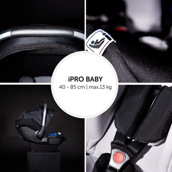 Hauck Ipro Baby I-Size Carrier With Two Piece Newborn Reducer, Evolutive, Lightweight, Compatible Isofix Base, Car Seat For Group 0+ Up To 13 Kg, Black - Image 11