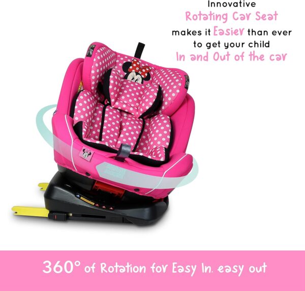Disney Minnie Mouse Baby/Kids 4 In 1 Car Seat 360 Degree Rotation 4 Position Recline Isofix Side Protection Suitable 0 Months To 12 Years Group 0+/1/2/3, Upto 36Kg Official Disney Product, Multicolor - Image 4