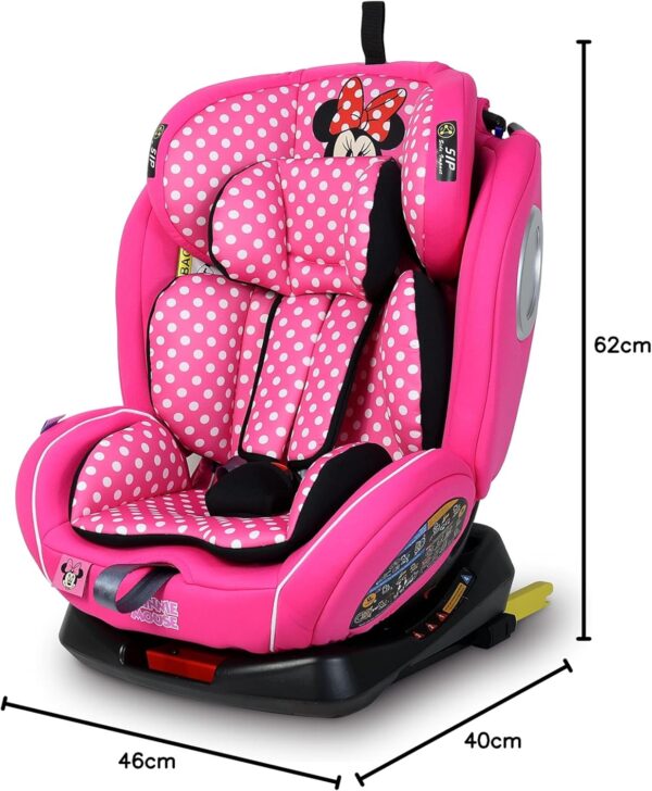 Disney Minnie Mouse Baby/Kids 4 In 1 Car Seat 360 Degree Rotation 4 Position Recline Isofix Side Protection Suitable 0 Months To 12 Years Group 0+/1/2/3, Upto 36Kg Official Disney Product, Multicolor - Image 12
