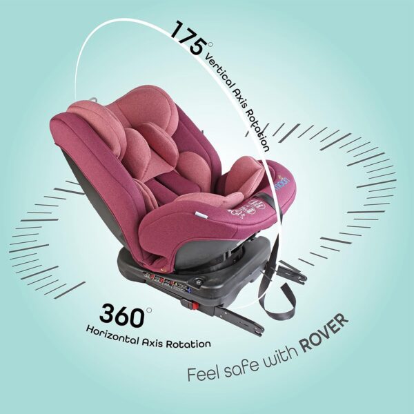 Moon Rover - Car Seat Group0+Iiiiii ( 0-12 Years ) 360° Rotate - Pink - Image 5