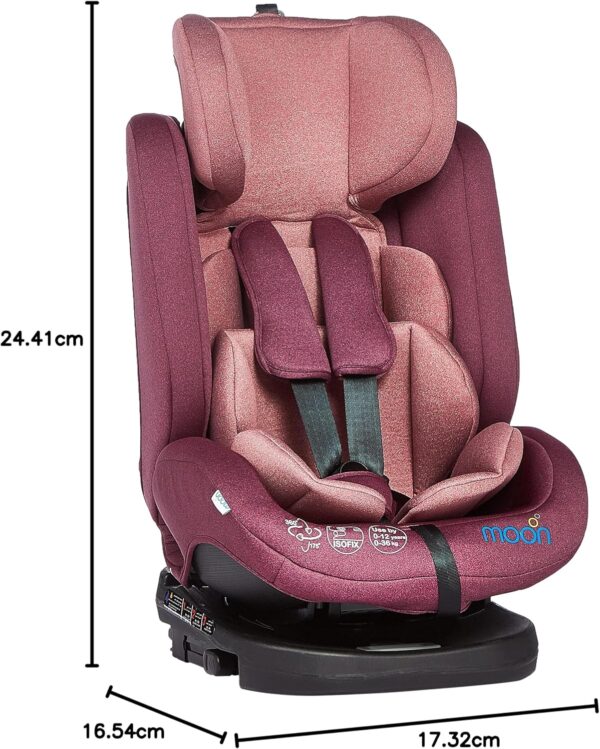 Moon Rover - Car Seat Group0+Iiiiii ( 0-12 Years ) 360° Rotate - Pink - Image 8