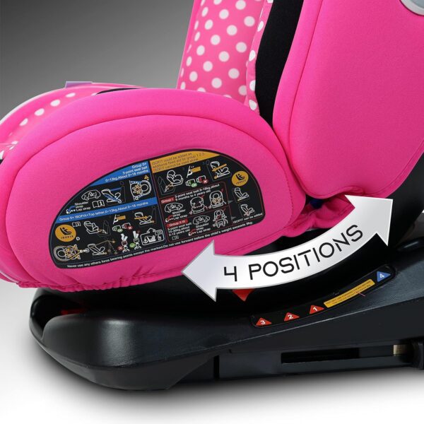 Disney Minnie Mouse Baby/Kids 4 In 1 Car Seat 360 Degree Rotation 4 Position Recline Isofix Side Protection Suitable 0 Months To 12 Years Group 0+/1/2/3, Upto 36Kg Official Disney Product, Multicolor - Image 6