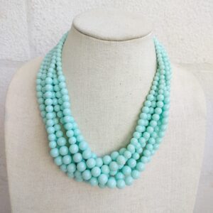 Multi-Strand Mint Green Beaded Necklace