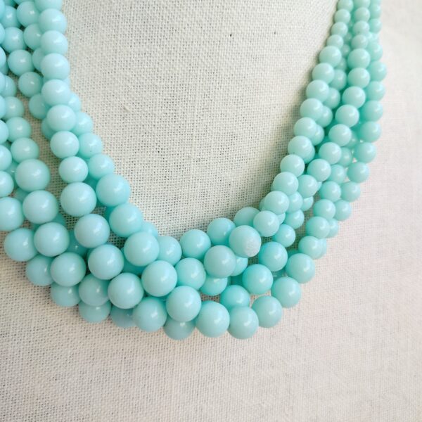 Multi-Strand Mint Green Beaded Necklace - Image 2