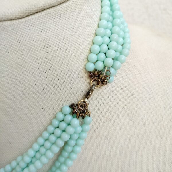 Multi-Strand Mint Green Beaded Necklace - Image 3