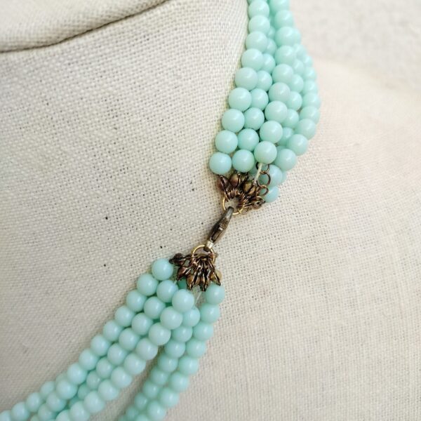 Multi-Strand Mint Green Beaded Necklace - Image 3
