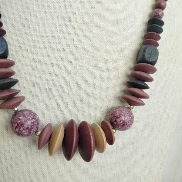 Handmade wooden and natural stone beads necklace - Image 2