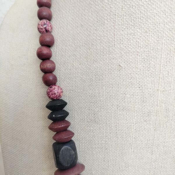 Handmade wooden and natural stone beads necklace - Image 3