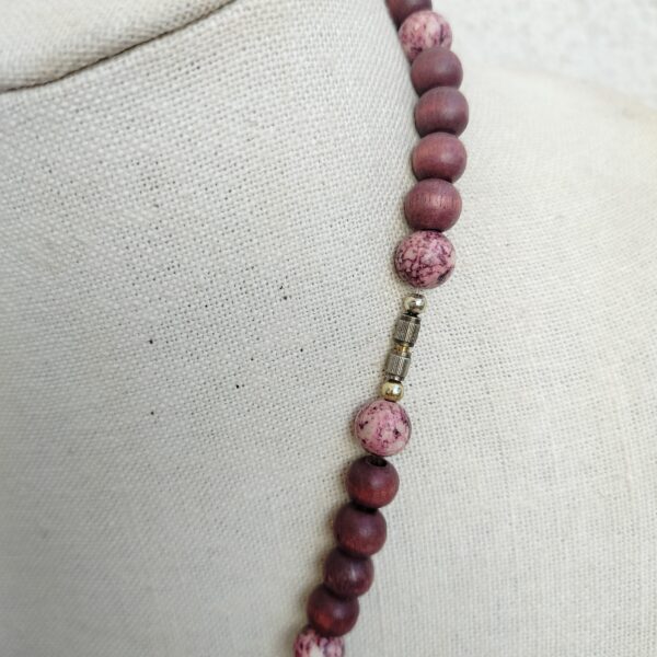 Handmade wooden and natural stone beads necklace - Image 4