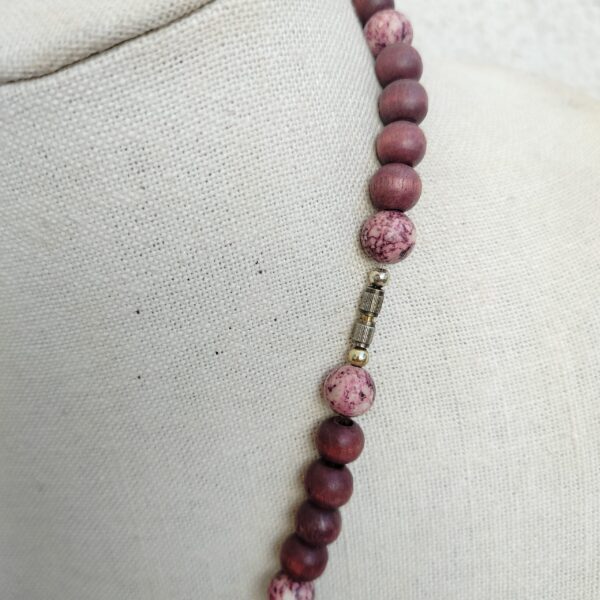 Handmade wooden and natural stone beads necklace - Image 4