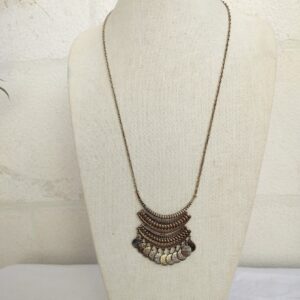 Copper Disc Crescent Long Necklace - Paparazzi