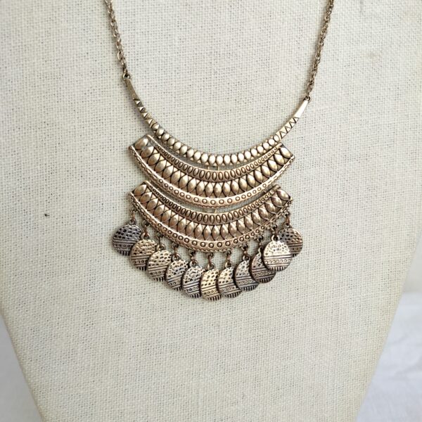 Copper Disc Crescent Long Necklace - Paparazzi - Image 2