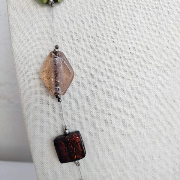 BIG GLASS BEAD NECKLACE murano beads SILVER FOIL amber GREEN,BLUE,BLACK - Image 4