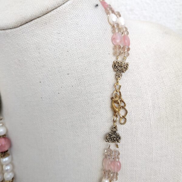 Natural Pearls and rose quartz beads necklace, handmade - Image 5