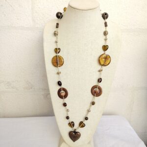 Handmade Boho Necklace with Amber and Bronze Accents