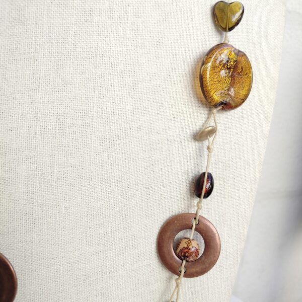 Handmade Boho Necklace with Amber and Bronze Accents - Image 3