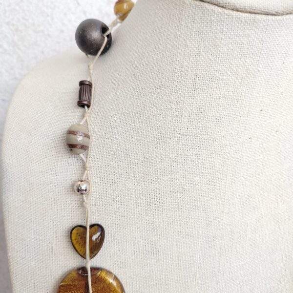 Handmade Boho Necklace with Amber and Bronze Accents - Image 4