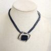Leather strands necklace with square black bead