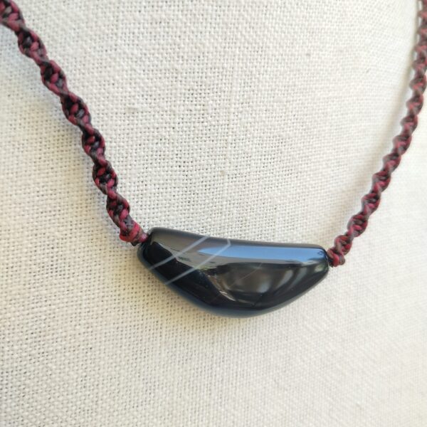 Fabric Thread with Black Natural Agate Stone Necklace - Image 4