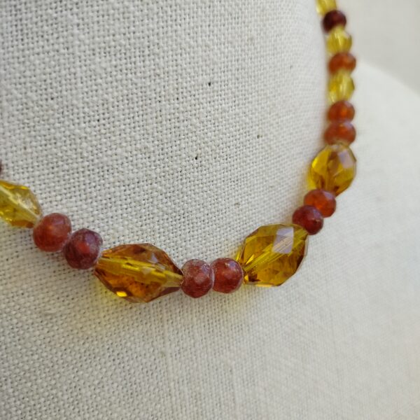 necklace with natural amber beads and crystals - Image 3