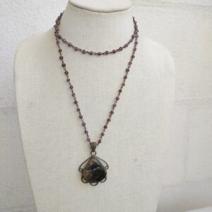 necklace with Peacocknatural agate stone