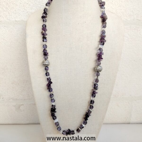 Necklace with Natural Amethyst Stones