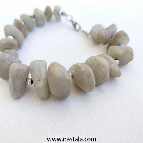 Artisan Chunky Large White Tumble Agate Bracelet - Image 2