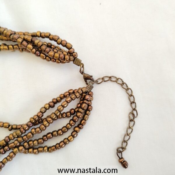 A multi-strand necklace with turquoise and brown beads | قلادة متعددة الخيوط مع خرز تركوازي وبني - Image 3