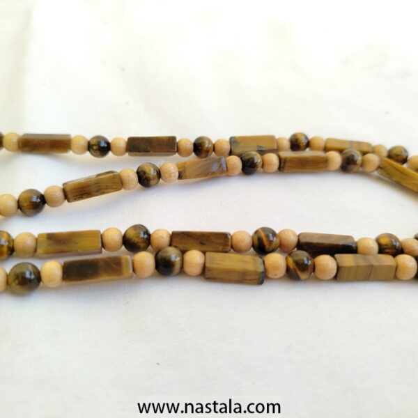 A necklace made with cat eye natural stone beads | قلادة مصنوعة من خرز حجر عين القط الطبيعي - Image 3