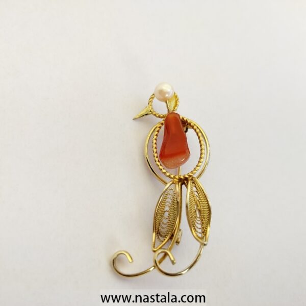 Natural Pearl and Agate Brooch