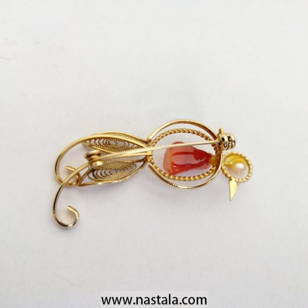 Natural Pearl and Agate Brooch - Image 3