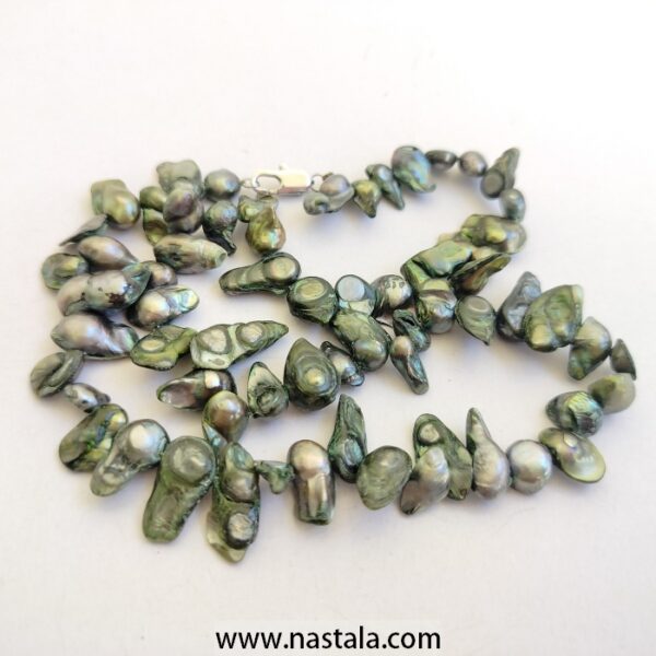 PEACOCK BAROQUE KESHI REBORN PEARLS NECKLACE 19inch 59.25g - Image 2