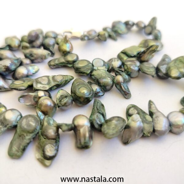 PEACOCK BAROQUE KESHI REBORN PEARLS NECKLACE 19inch 59.25g - Image 3