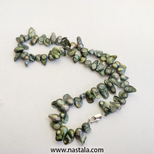 PEACOCK BAROQUE KESHI REBORN PEARLS NECKLACE 19inch 59.25g - Image 4