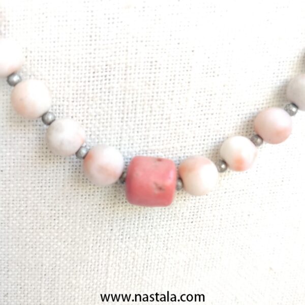 Handcrafted Natural Tunisian Coral & Stone Bead Necklace – قلادة مصنوعة يدويًا من المرجان التونسي الطبيعي والحجر - Image 7