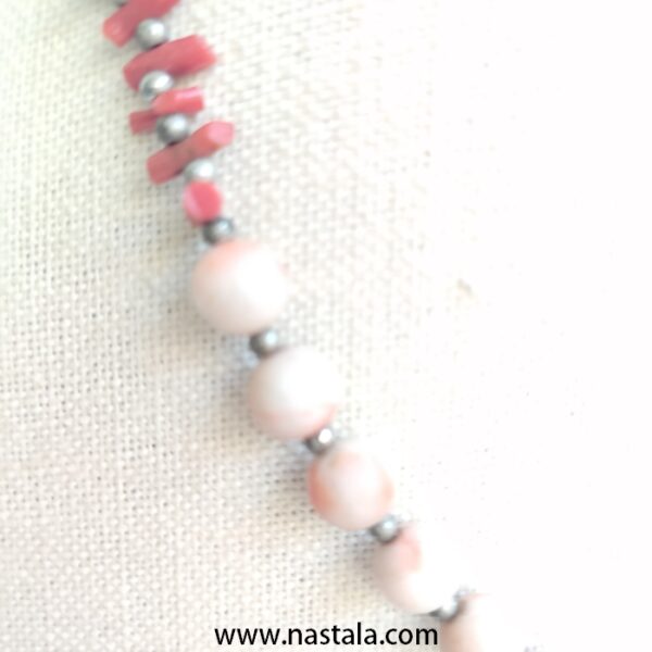 Handcrafted Natural Tunisian Coral & Stone Bead Necklace – قلادة مصنوعة يدويًا من المرجان التونسي الطبيعي والحجر - Image 5