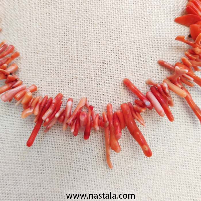Red Orange Branch Coral Spike Choker Necklace - Image 2