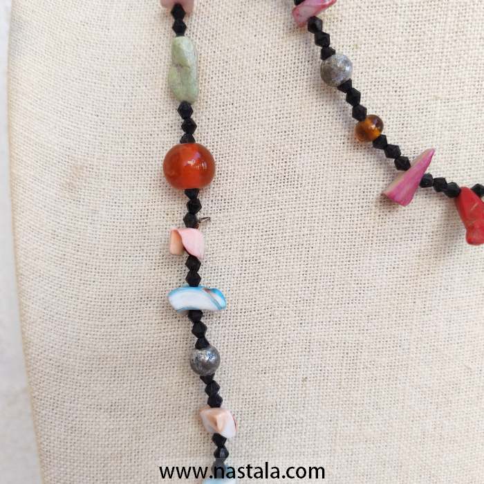 Long Multi-Strand Layered Necklace with Colorful Chip Beads - Image 2