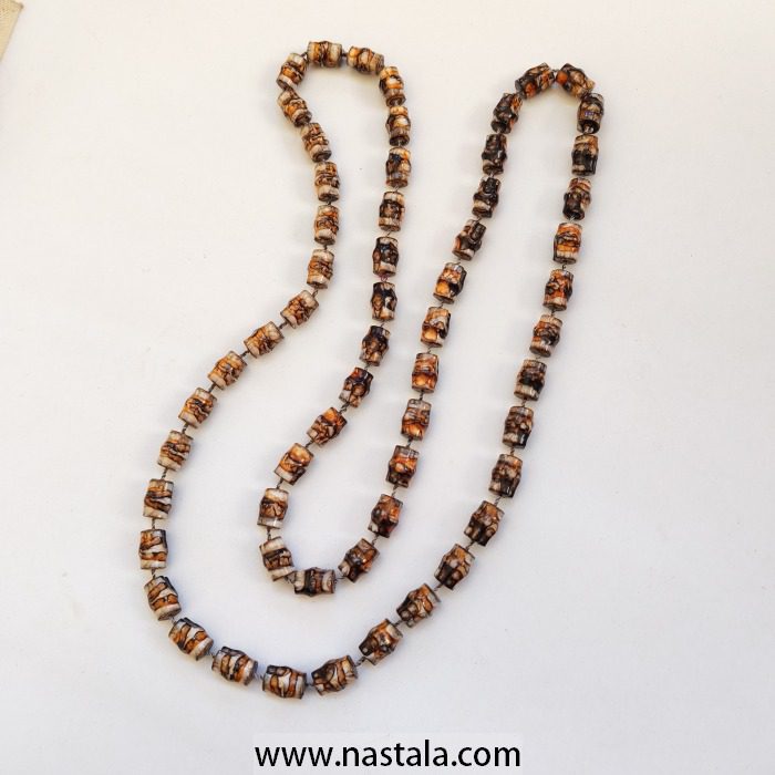 Dark Brown Square Shell Bead Long Strand Necklace - Image 4