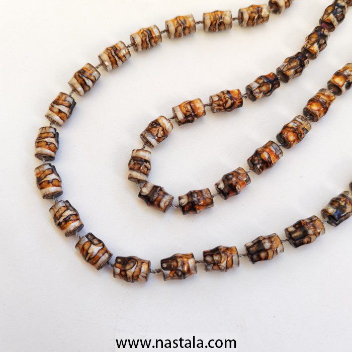 Dark Brown Square Shell Bead Long Strand Necklace - Image 5